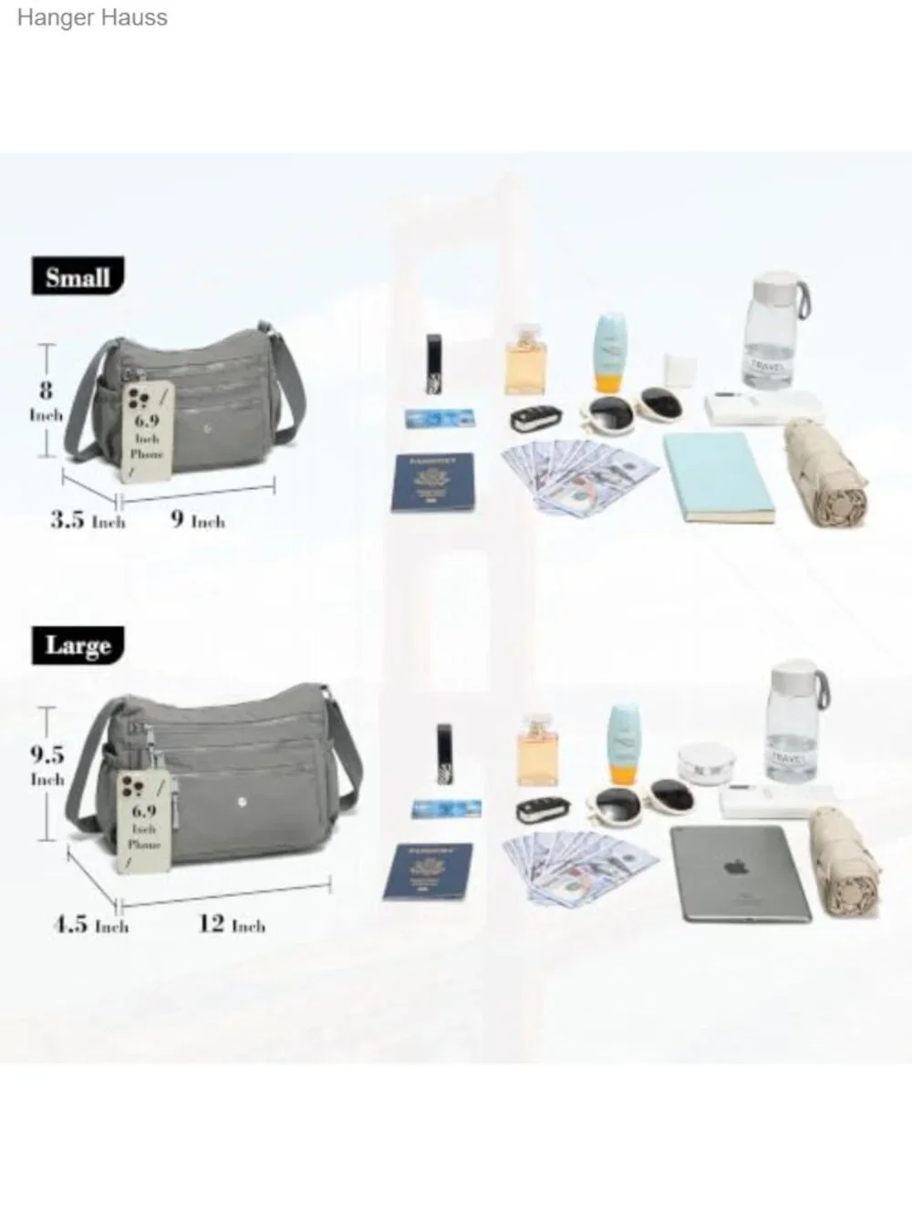 Nylon Crossbody Bag Multi Pocket Purse Women